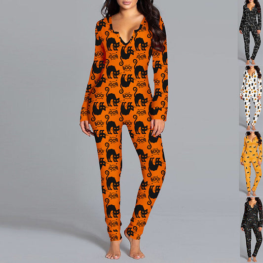Pigiama Tuta Halloween Donna: Maniche Lunghe, Design Festivo e Comfort Casalingo