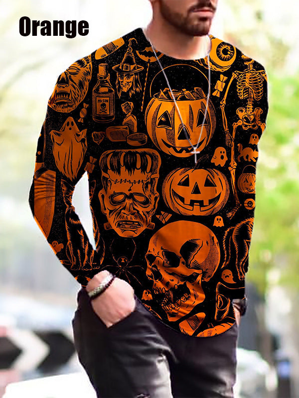 T-shirt Uomo a Maniche Lunghe: Stile Halloween per l'Autunno e l'Inverno