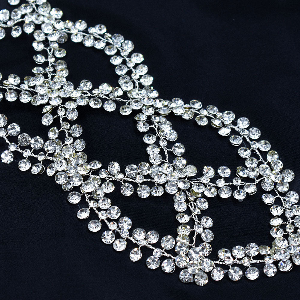 Diadema Sposa Fatto a Mano con Strass a Croce e Design a S