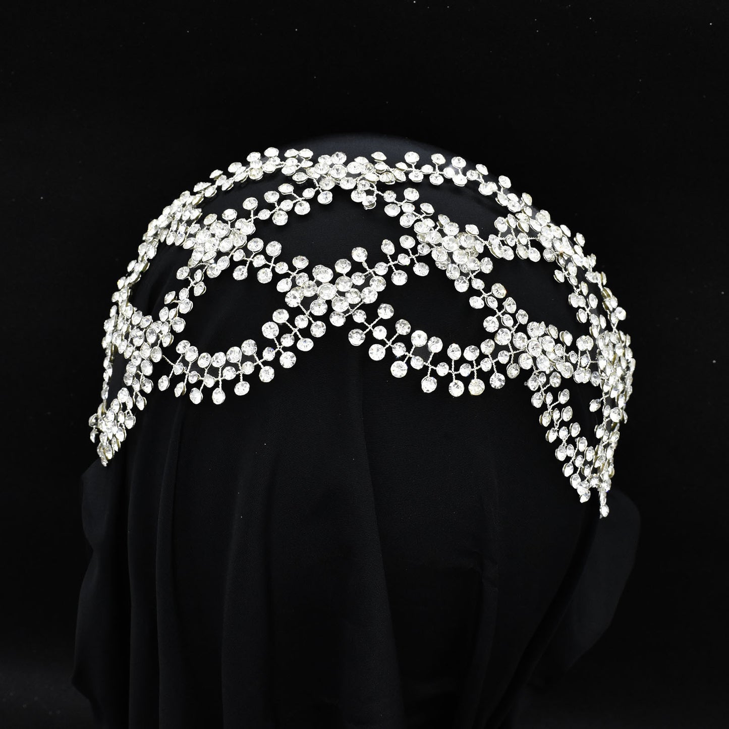 Diadema Sposa Fatto a Mano con Strass a Croce e Design a S